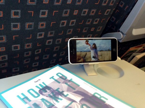 Watch a film or maybe a documentary on your smartphone, whilst flying on a aeroplane, the footprint of the Miestand is tiny so it fits easily on a tray table